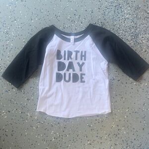 Birthday Dude Kids Raglan Shirt - Black and White